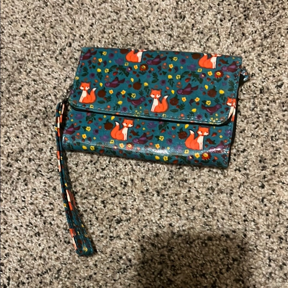 Colorful Fox Print Wristlet